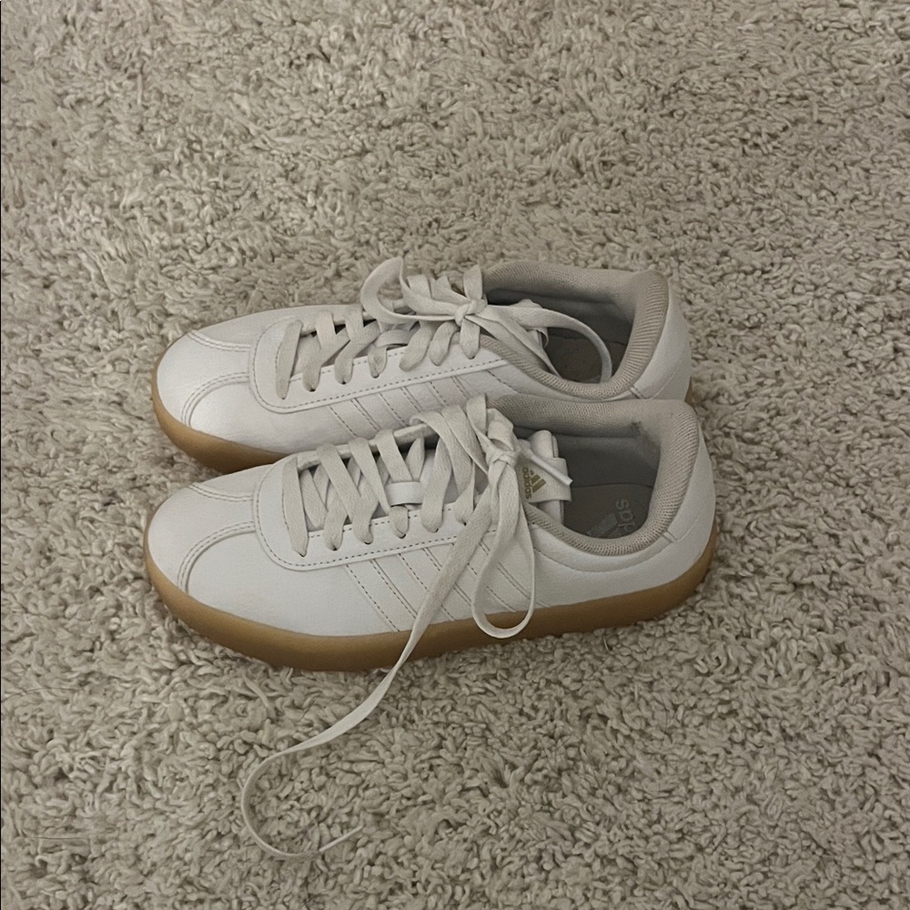 Adidas White Sneakers with Tan Sole